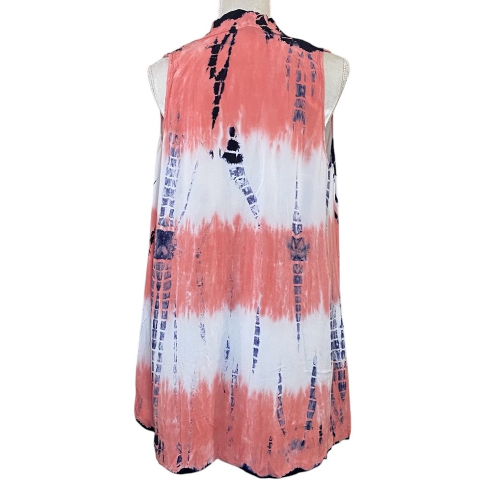 Women’s Orange White Multicolor Sleeveless Tunic Pullover Top Sz‎ M - Picture 5 of 5